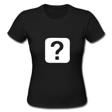 Image d'in t-shirt noir avec un point d'interrogation blanc au milieu