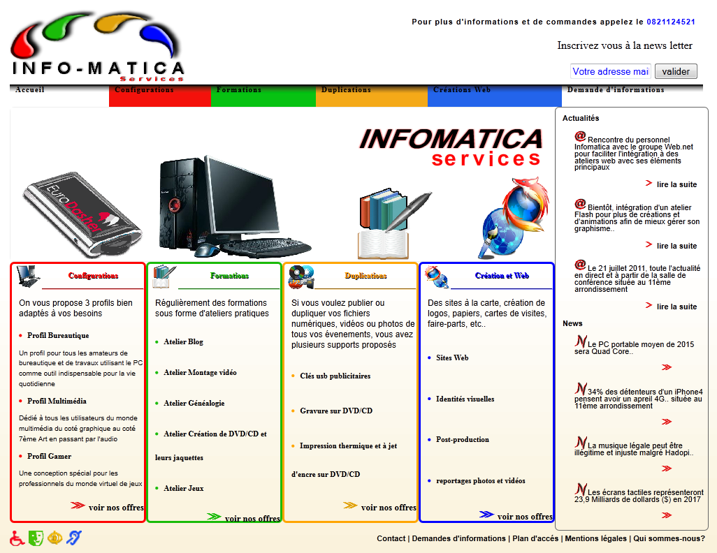 Maquette du site Infomatica