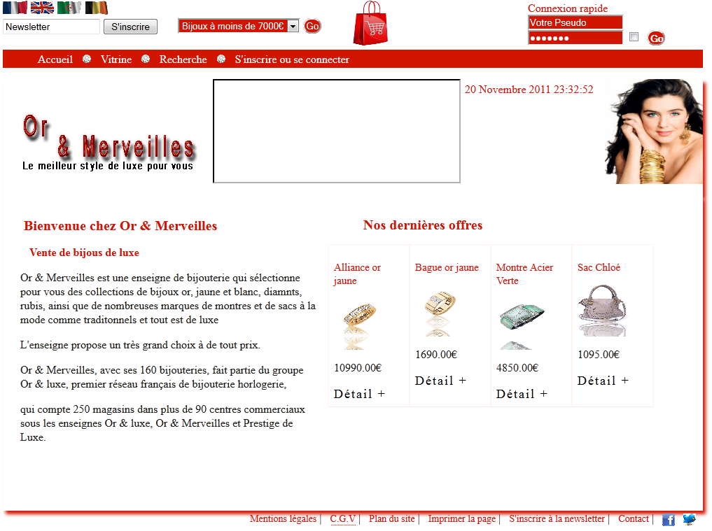 Maquette du site Or & Merveilles