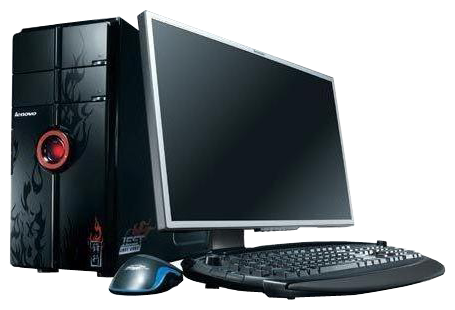 Image d'un ordinateur fixe complet avec souris unit et cran reprsenatant un pc de profil gamer